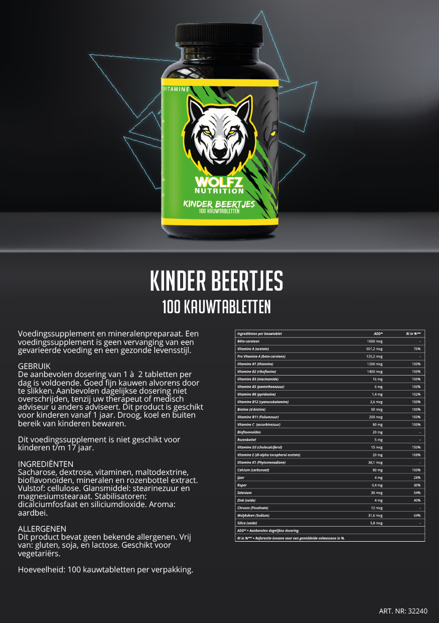 Kinder Beertjes Multivitamine - 100 Kauwtabletten