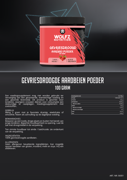 Gevriesdroogde Aardbeien Poeder - 100 Gram