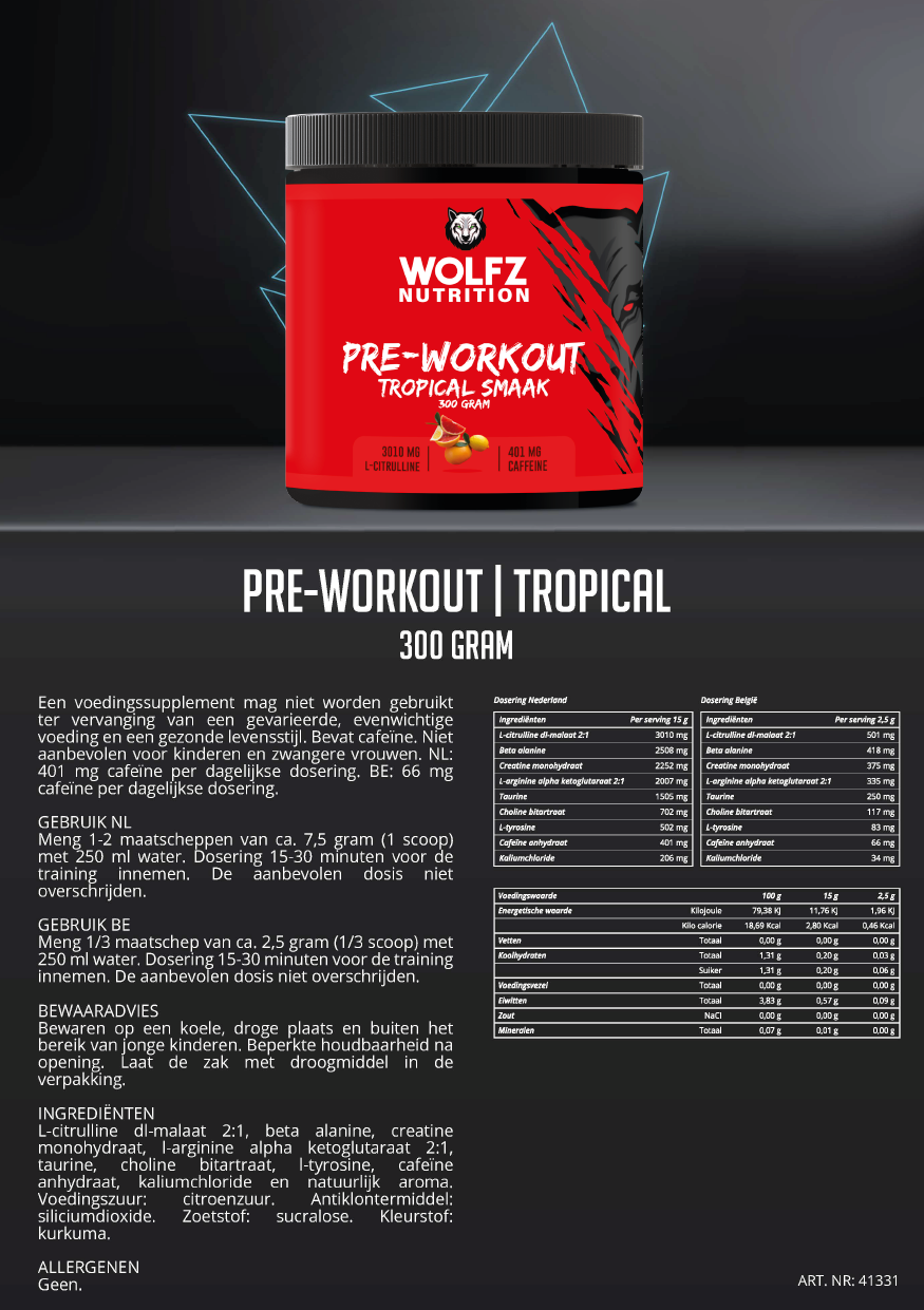Pre-workout Tropical - 300 Gram