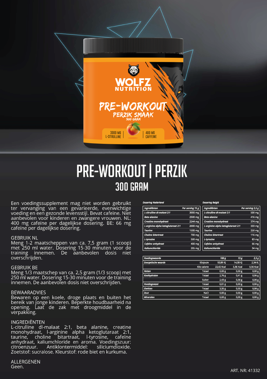 Pre-workout Peach - 300 Gram