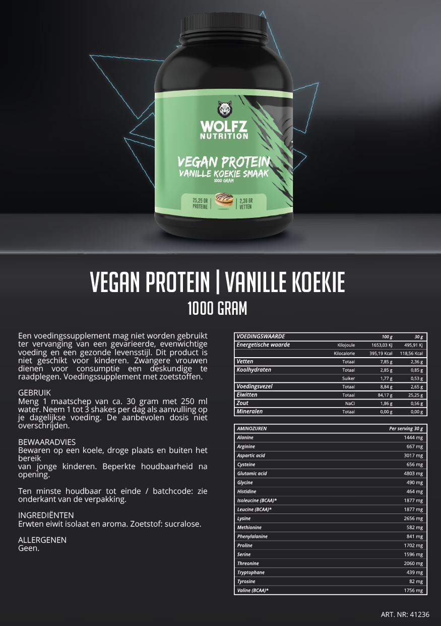 Vegan Protein - Vanille Koekie - 1000 Gram