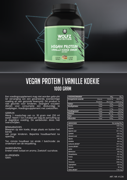 Vegan Protein - Vanille Koekie - 1000 Gram